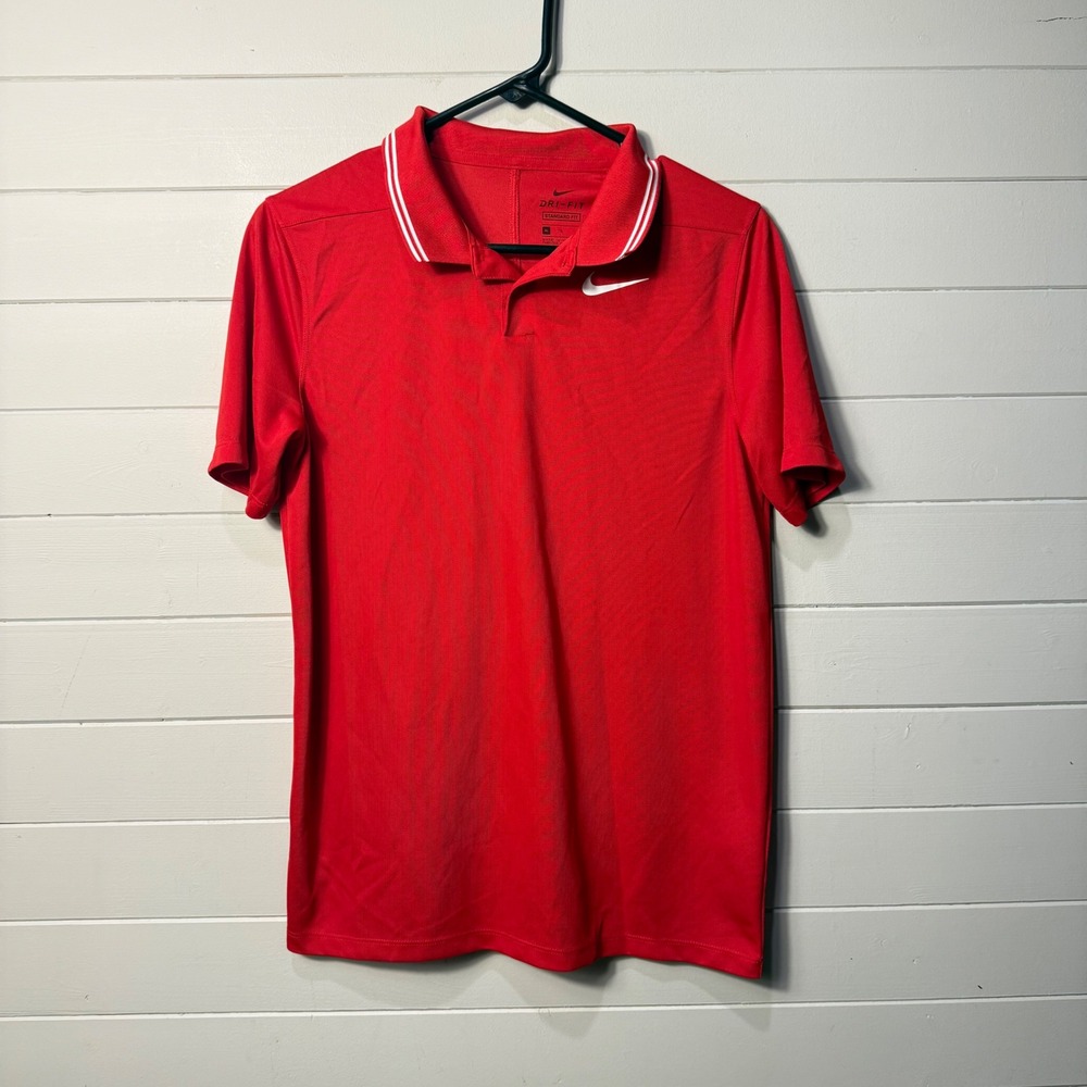 Nike Dri-FIT Boys Polo Shirt XL Red Short Sleeve Golf Tennis Performance Top